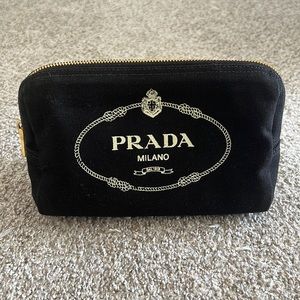 PRADA | Capana Canvas Leather Cometic Pouch Black
